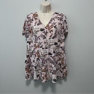 Torrid Floral Tiered Babydoll Top Size L